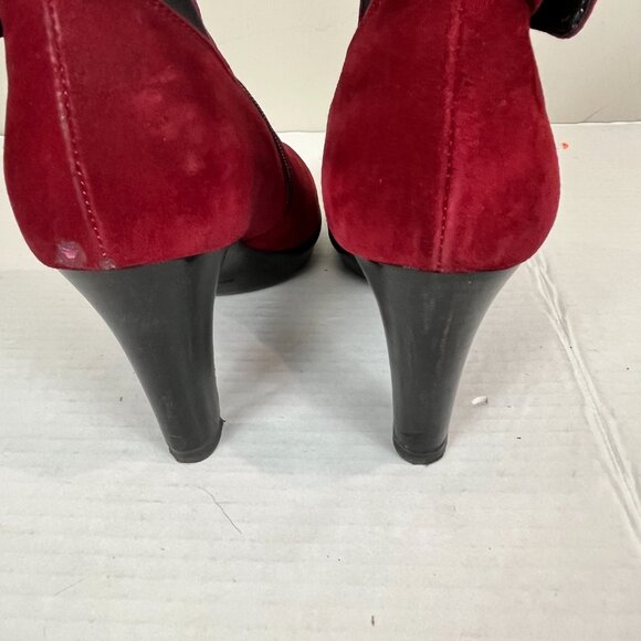 Women's Aquatalia Red Suede Heeled Bootie, Size 38.5 EU - Picture 6 of 15